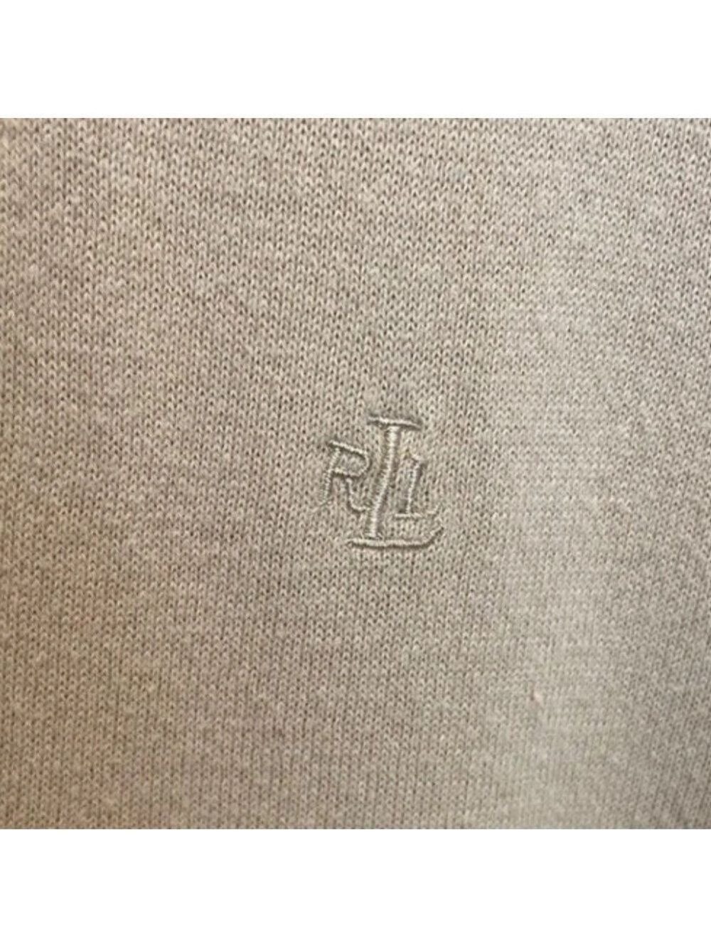 Lauren Ralph Lauren Beige Cotton V-Neck Logo Cardigan Sweater Women’s Size Small - Picture 8 of 15